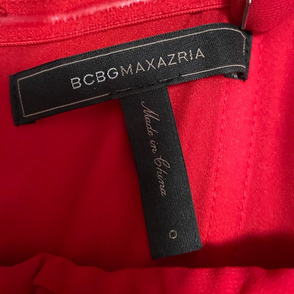 BCBG MAXAZRIA Red Gwendolyn One Shoulder Pleated Gown 0 - Picture 5 of 5